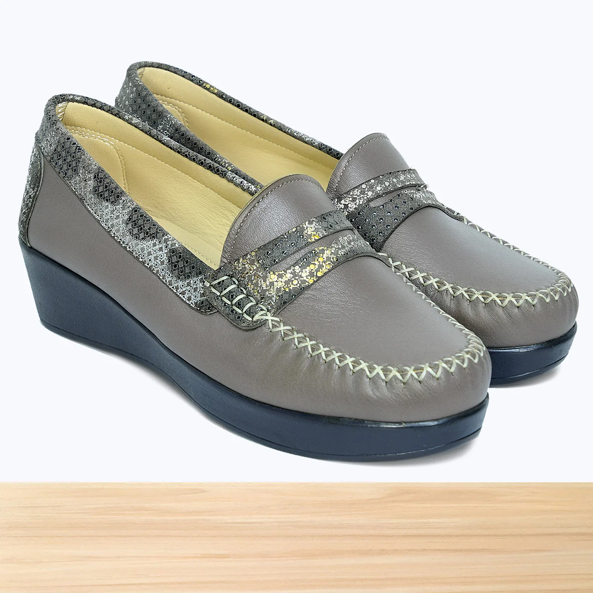 011F Kamita Cuir Gris Clair - Image 3