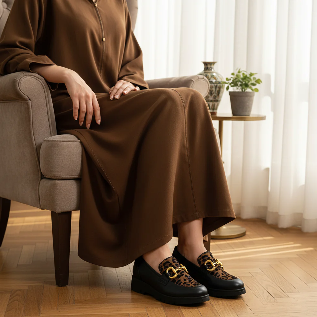 481F Ovara Cuir Noir Léopard Marron - Image 2