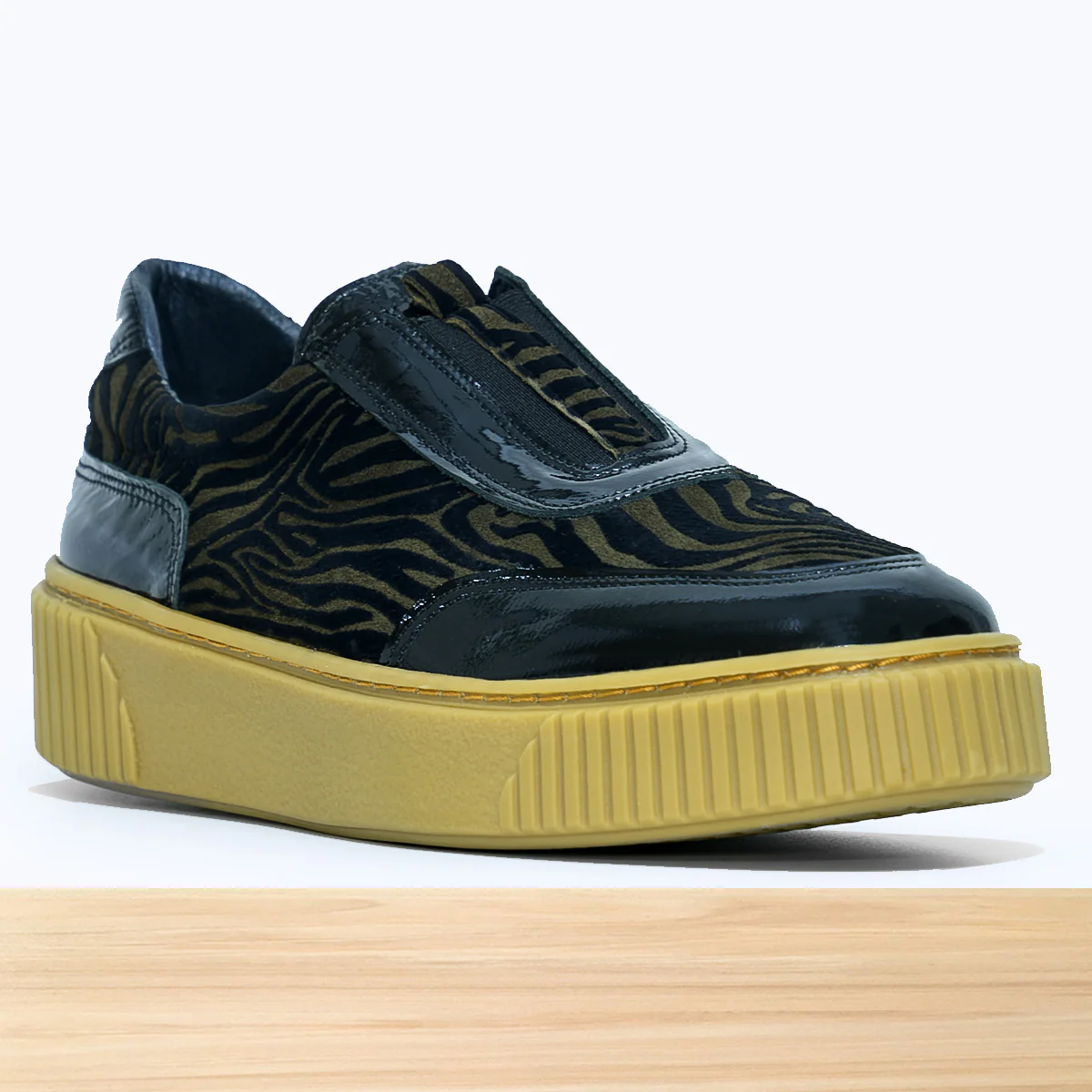 484F Tirra Cuir Noir Kaki Zèbre - Image 3