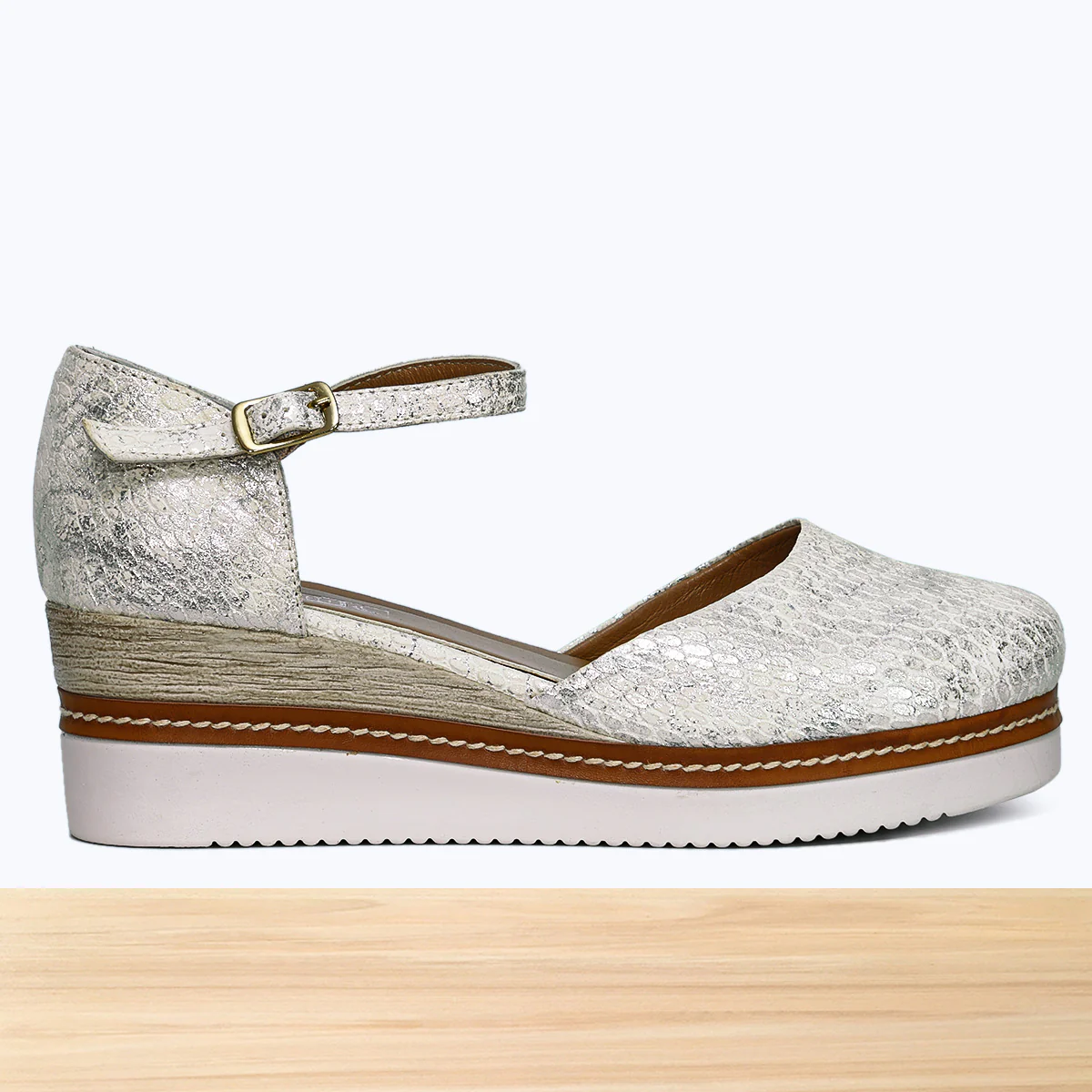 621F Rosela Cuir Beige Argenté