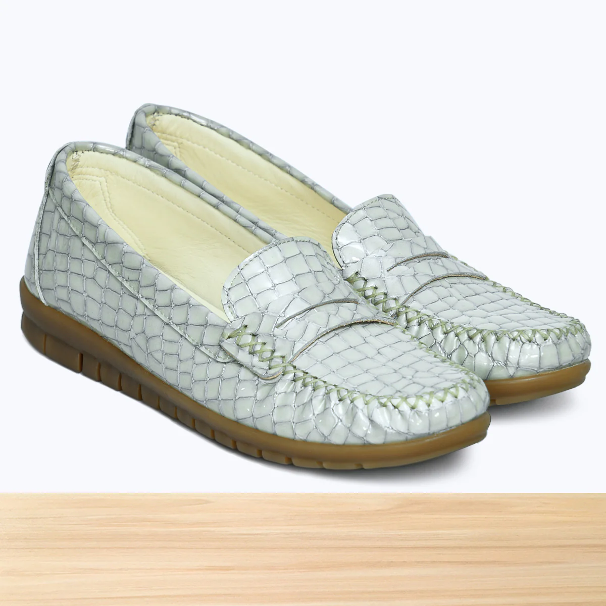 637F Nyra Cuir Beige Croco - Image 3