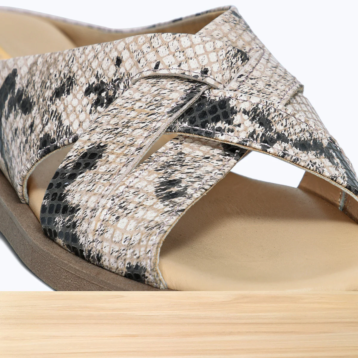 775F Valisse Cuir Beige Noir - Image 4