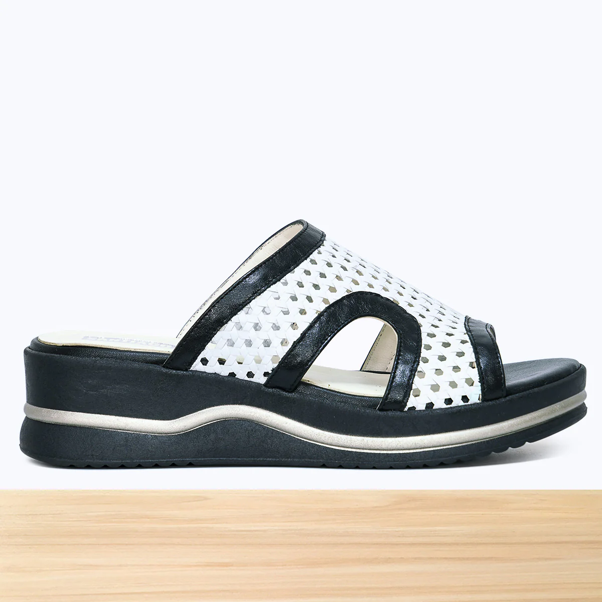 817F Olyra Cuir Noir Blanc